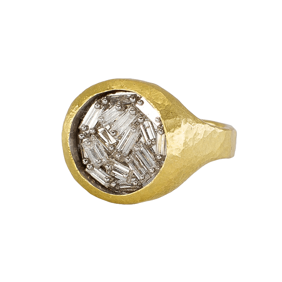 Ring with Pin-set Baguette Diamonds by Fringe Gallery studio jeweler Todd Pownell