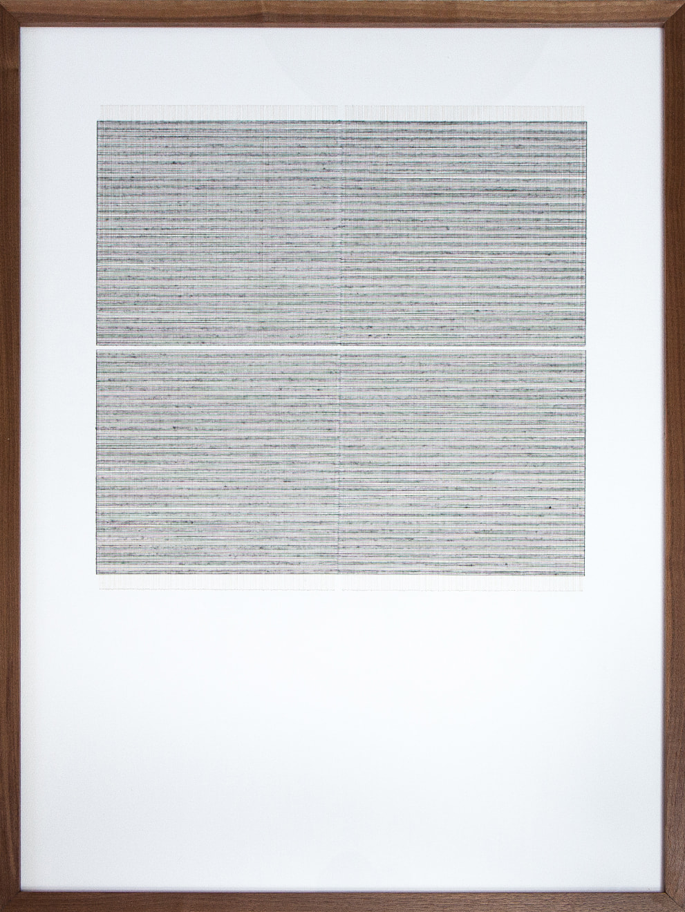 Framed black and white thread on paper work by Fringe Gallery artist Rebecca Messier