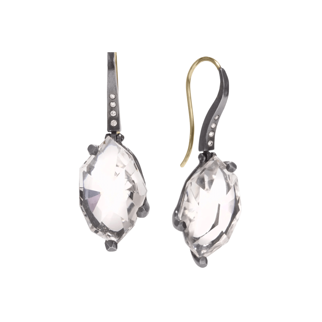Elizabeth Garvin, Facets Earrings with Crystalline Quartz