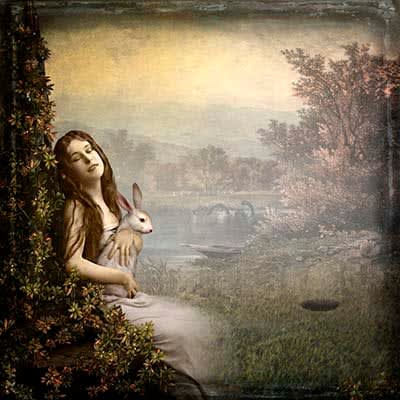 Archival Inkjet print of Wakeful Rabbit by Slate Gray Gallery artist Maggie Taylor