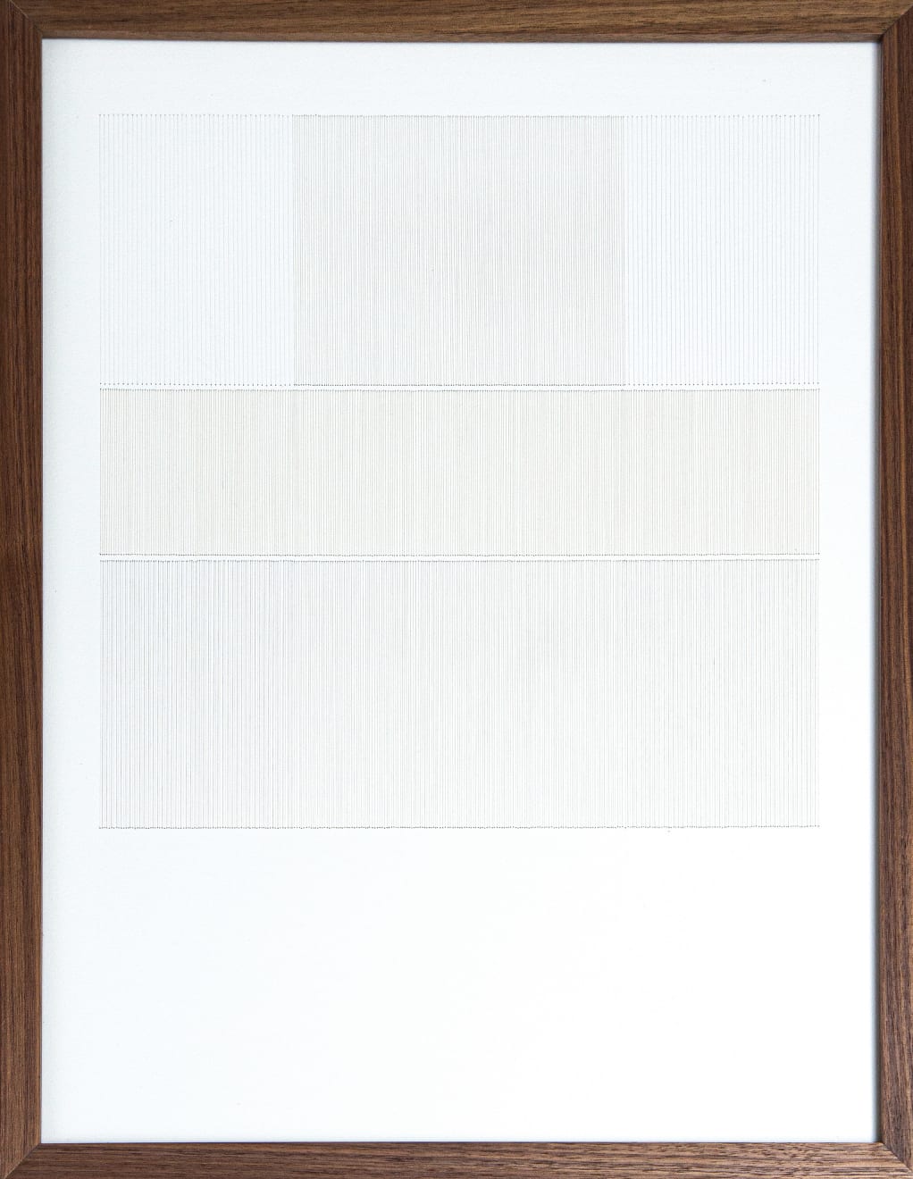 Framed white thread on paper work by Fringe Gallery artist Rebecca Messier