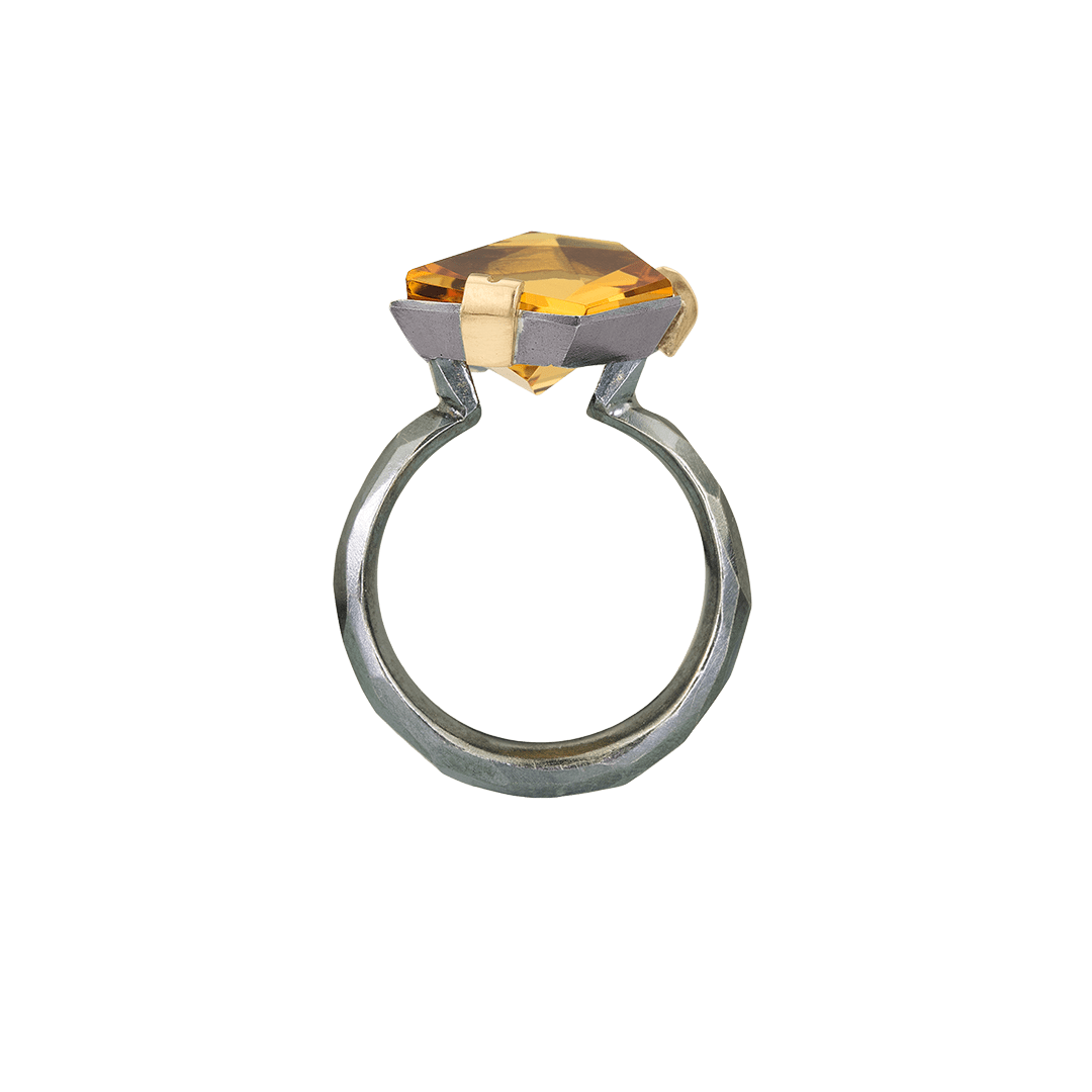 Facets Ring with Citrine by Fringe Gallery studio jeweler Elizabeth Garvin