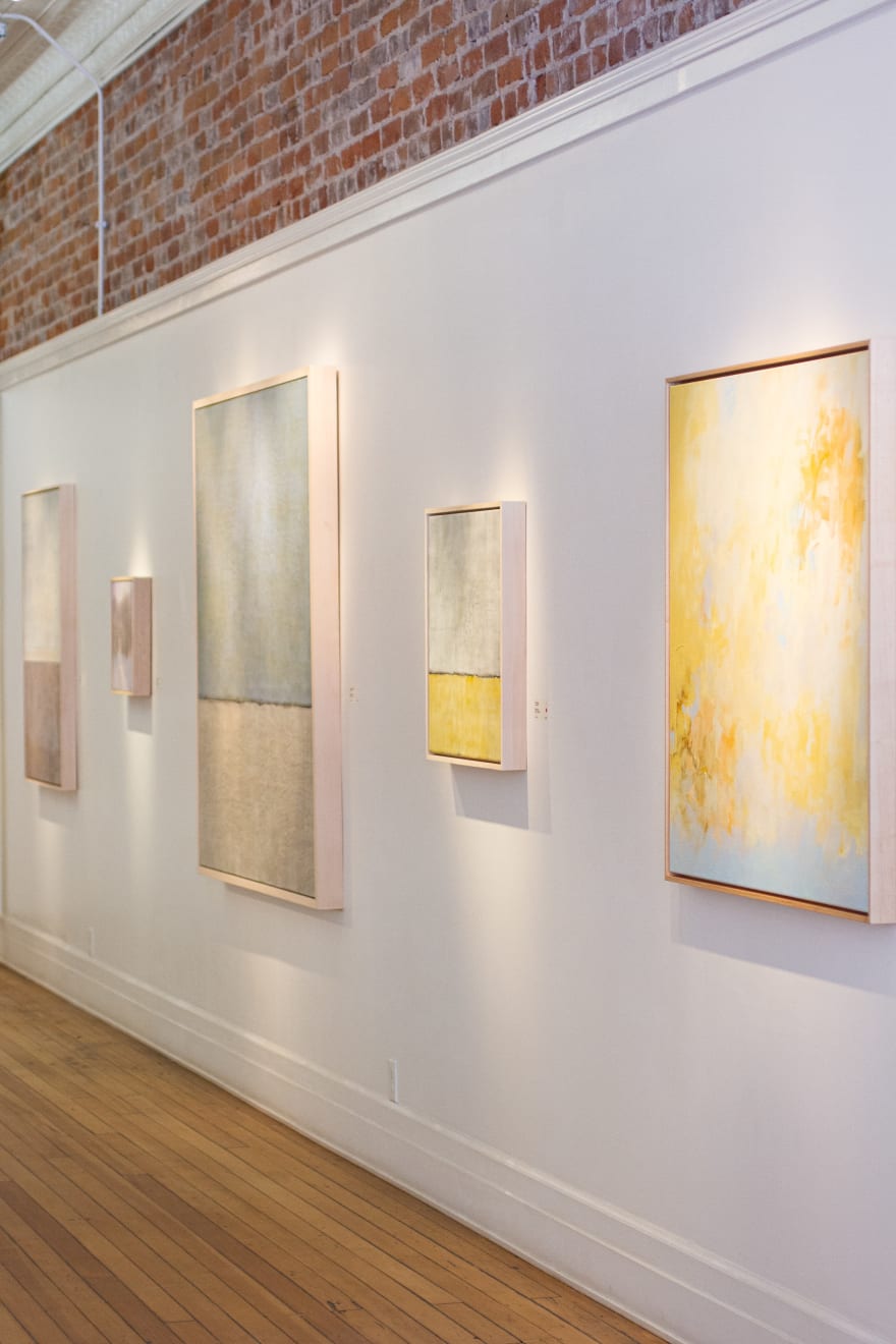 Blue and white encaustic on panel painting by Fringe Gallery artist Amy Van WInkle