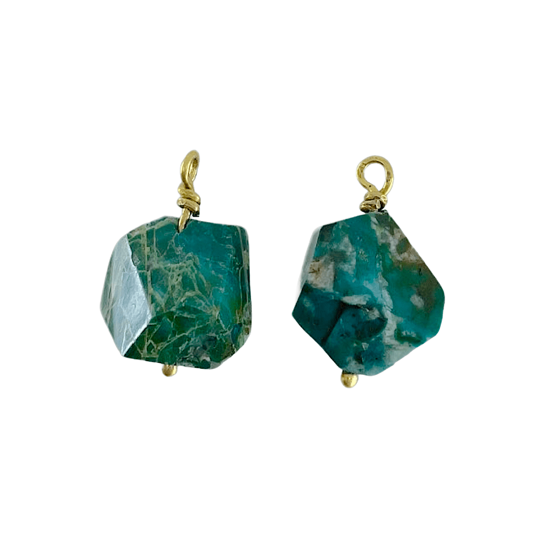Chrysocolla Faceted Stone Drops by Fringe Gallery studio jeweler Marki Knopp