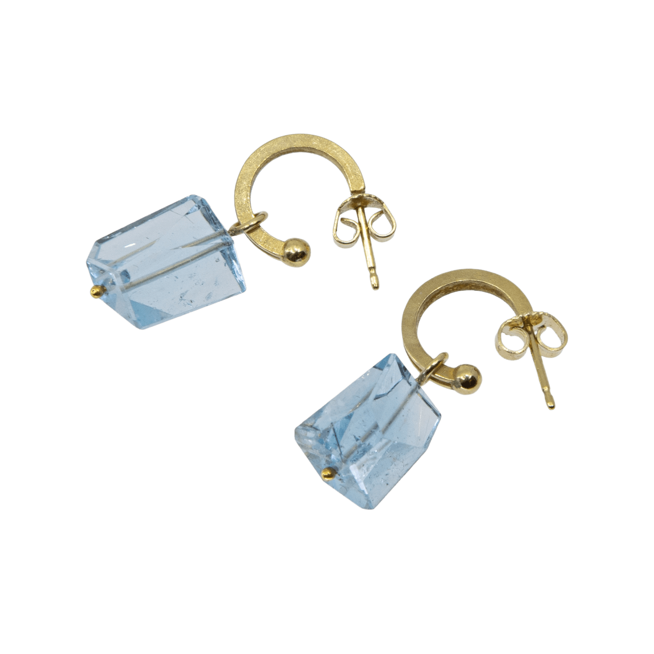 Barbara Heinrich, Gold Hoops with Aquamarine Drops
