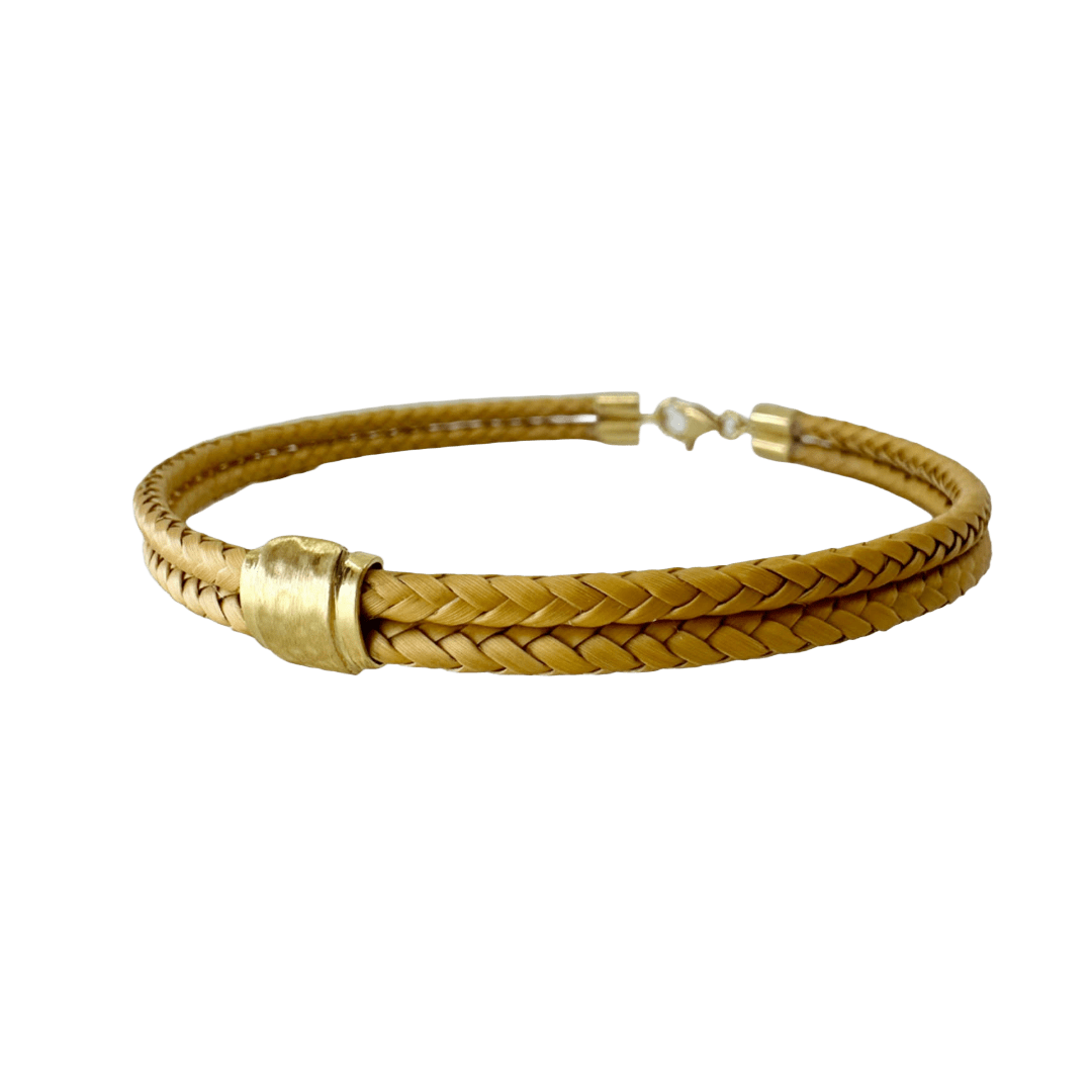 Sandra Frias, Straw Palm Bracelet with Smooth Gold Bead
