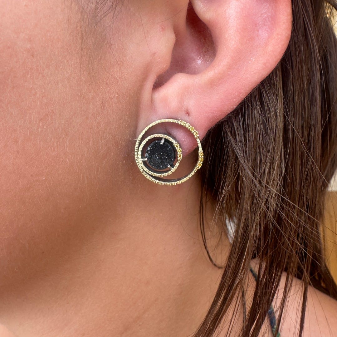 Elizabeth Garvin, Spiral Drusy Stud Earrings