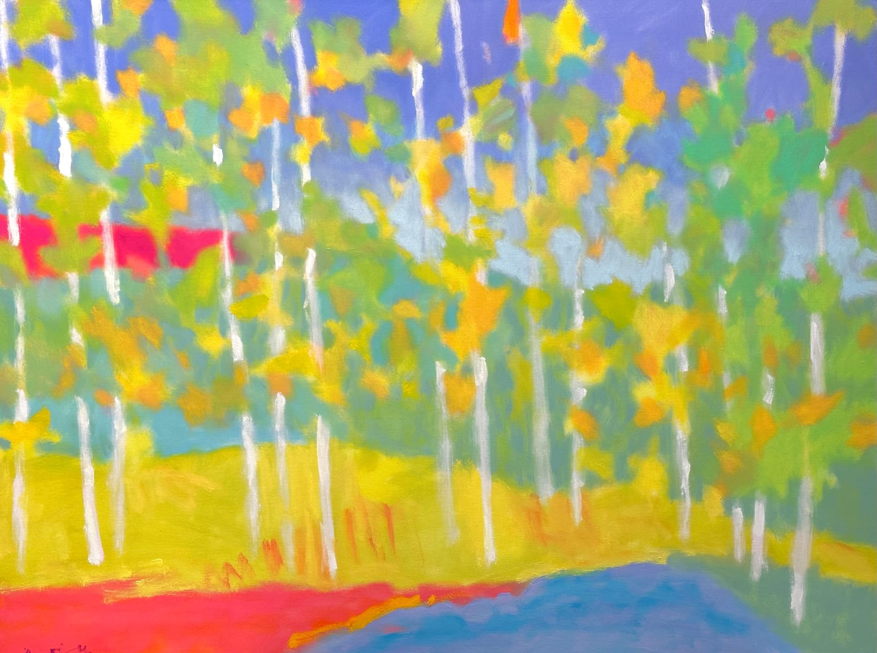 Bright colored abstract landscape by slate gray gallery artist Marshall Noice