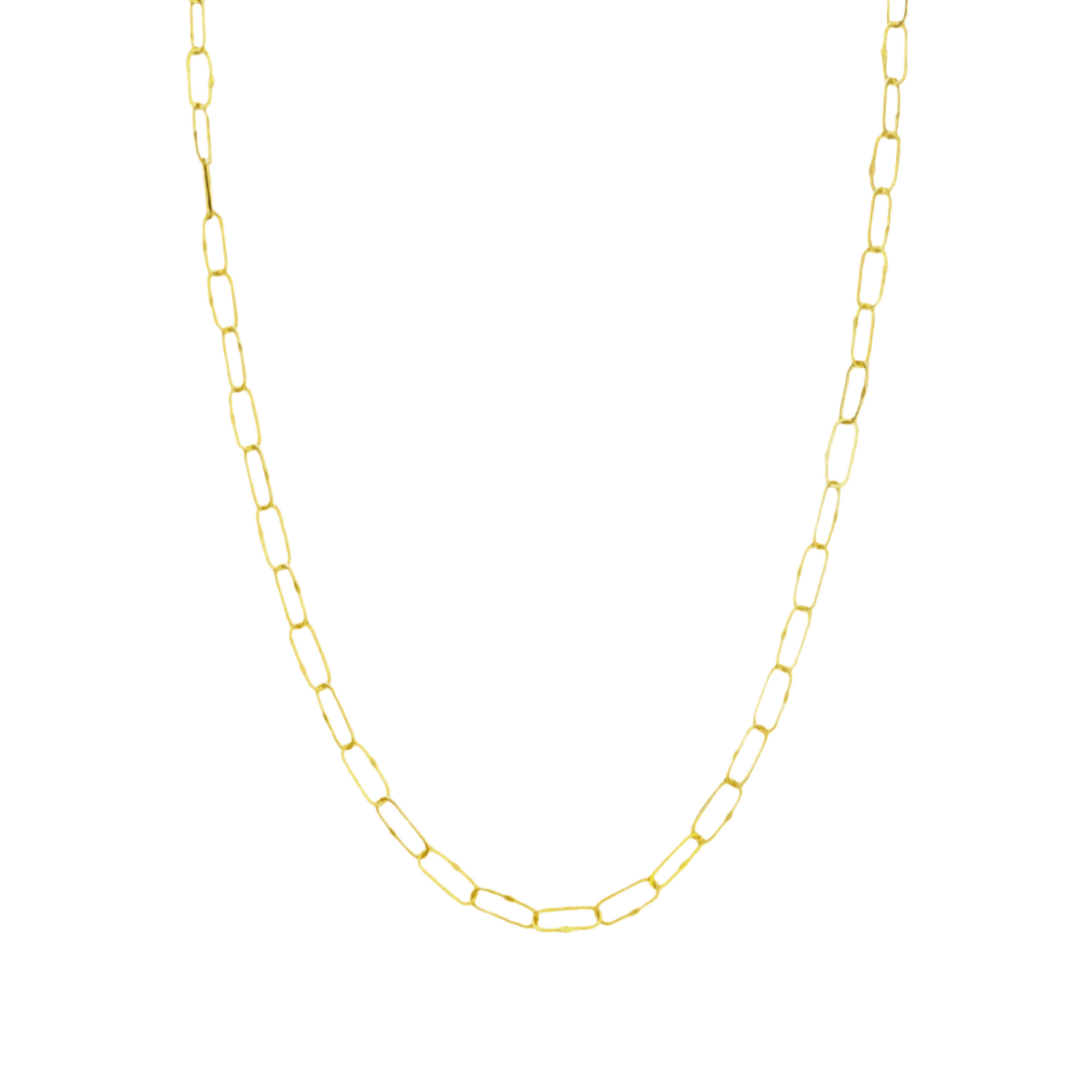 18k yellow gold paperclip link chain by Fringe Gallery studio jeweler Petra Class