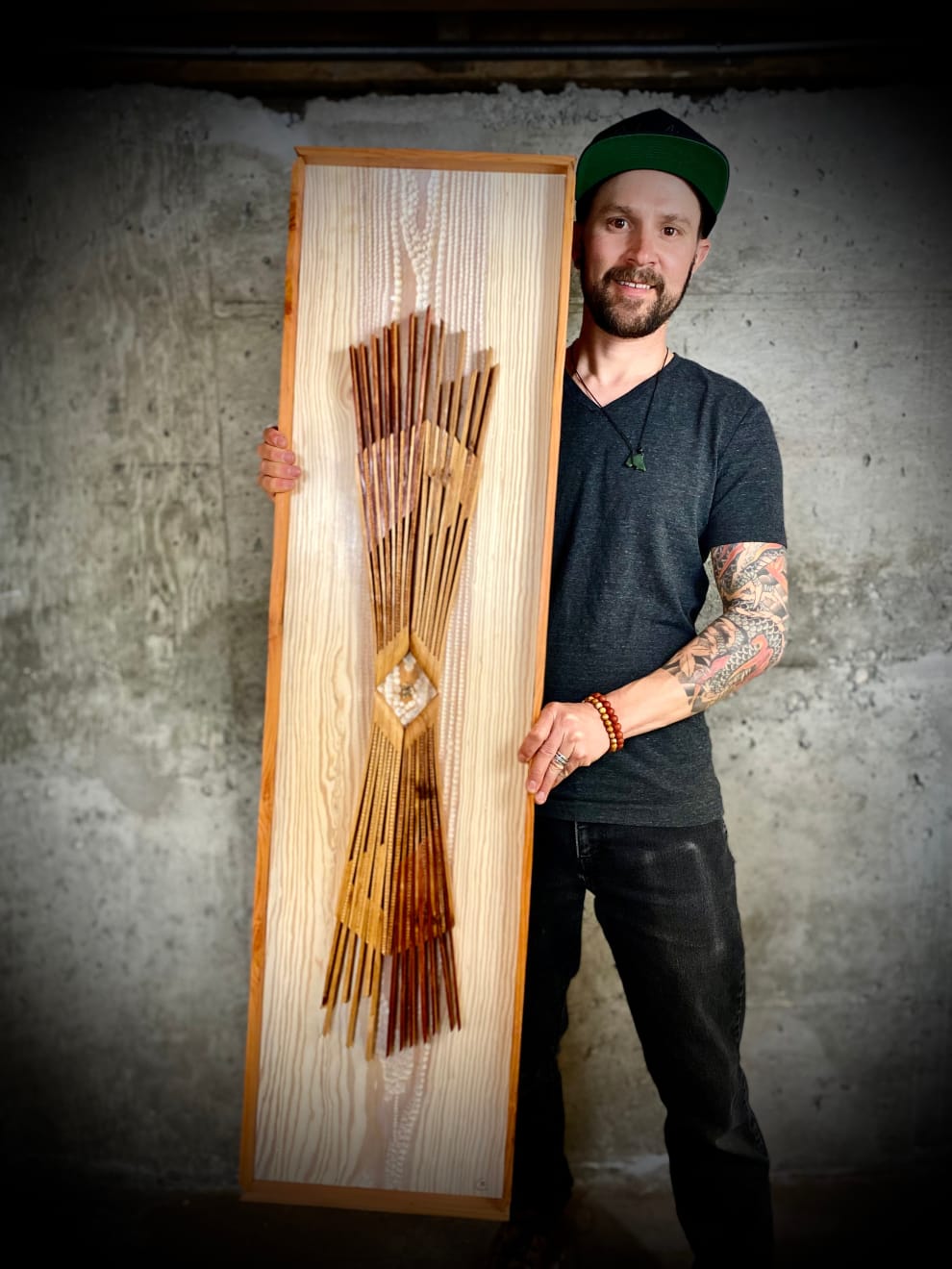 Wood wall Sculpture by slate gray gallery artist Cie Hoover