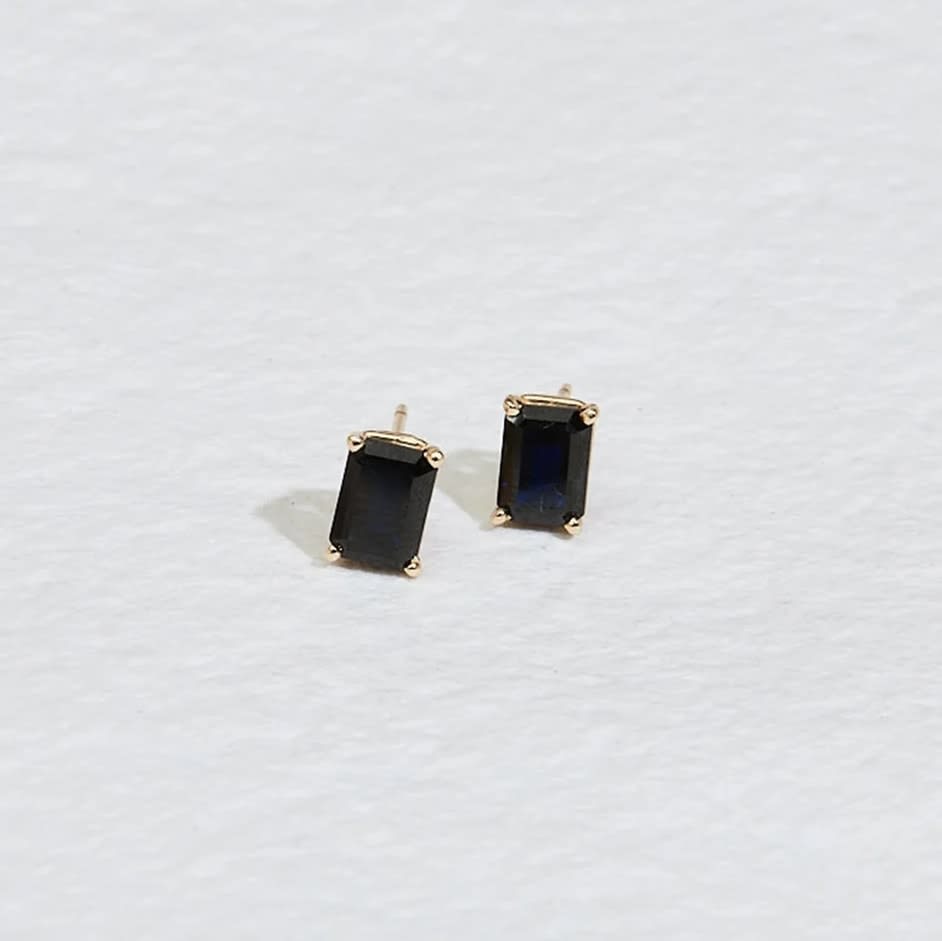 Jane Pope, Emerald Cut Sapphire Studs
