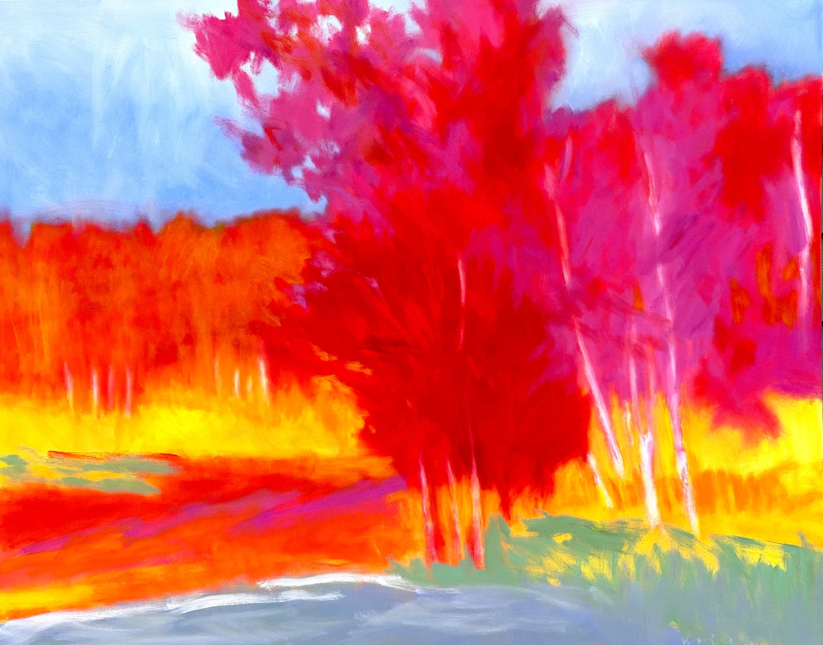 Bright colored abstract landscape by slate gray gallery artist Marshall Noice