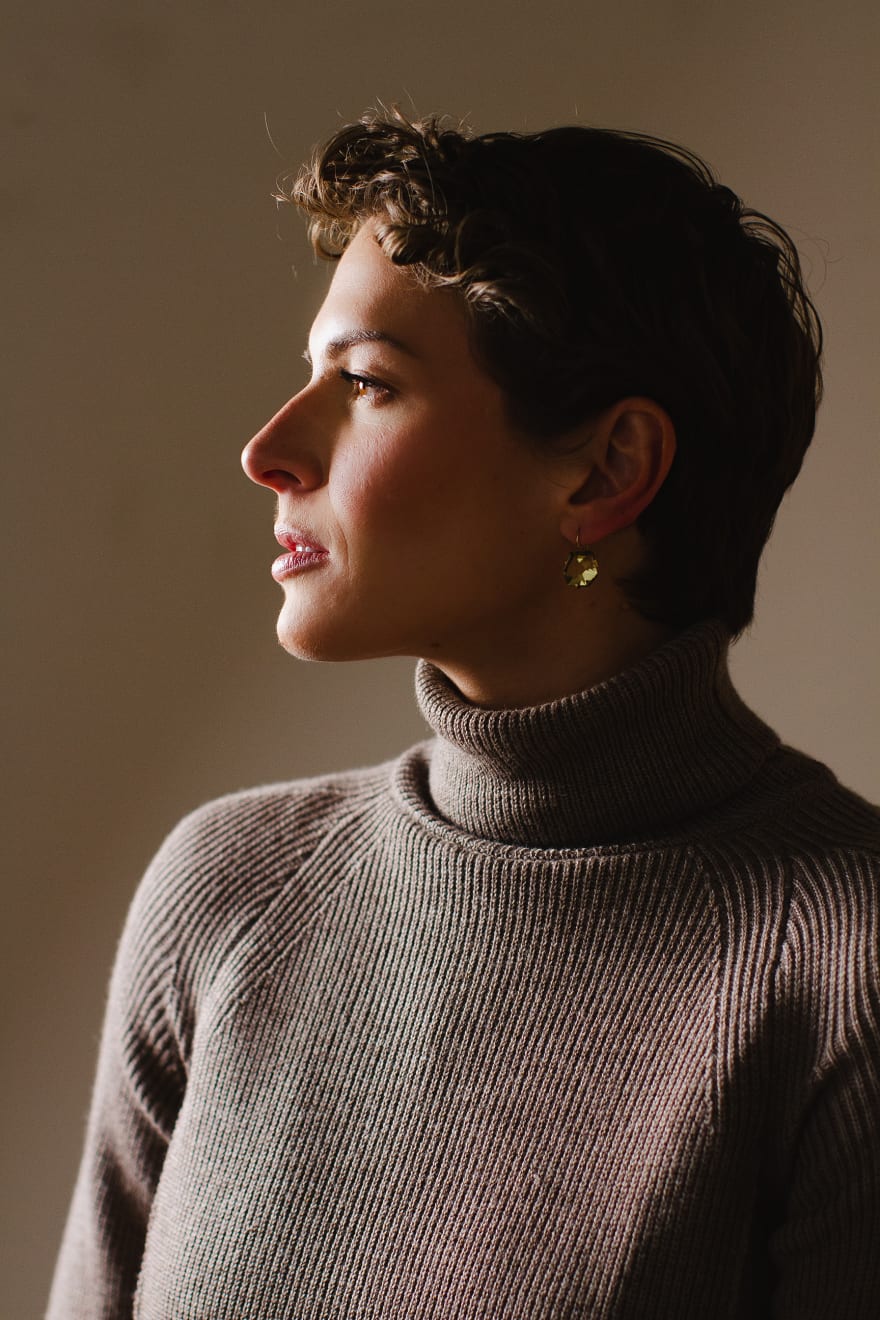 Hand cut faceted chunks of Lemon Citrine prong set in 18k prongs and hanging from 18k ear wires by Fringe Gallery studio jeweler Elizabeth Garvin