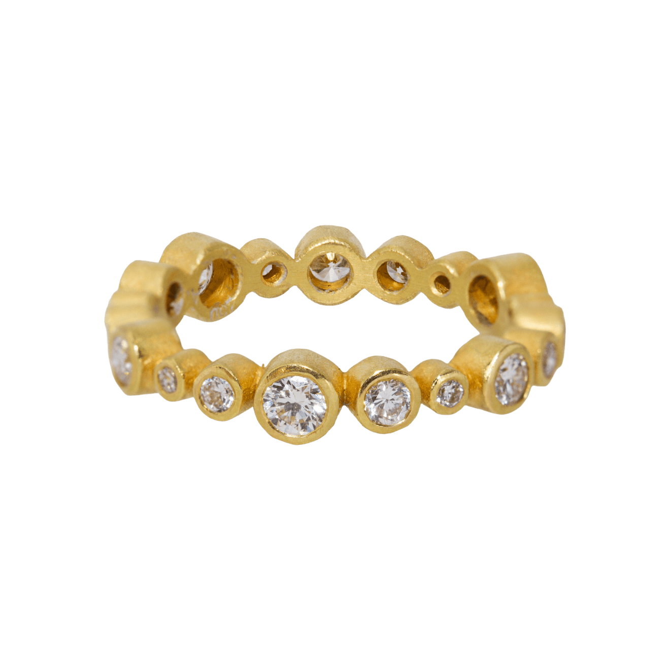 18k yellow gold ring with diamonds by Fringe Gallery studio jeweler Barbara Heinrich