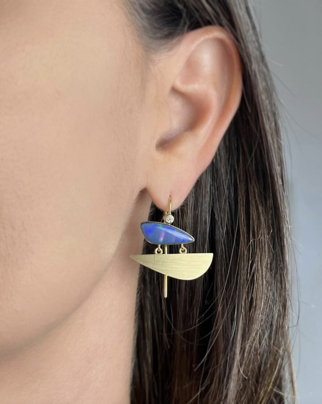 Sandra Frias, Opal Earrings with Diamonds