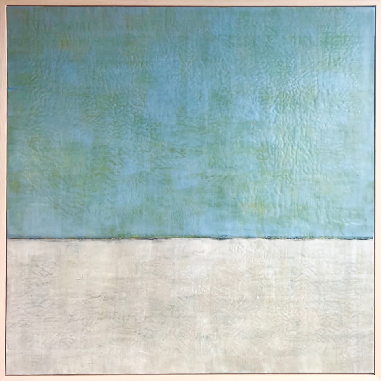 Blue and white encaustic on panel painting by Fringe Gallery artist Amy Van WInkle