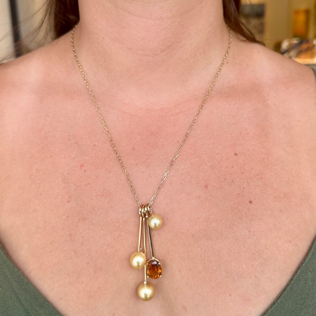 Medium Golden South Sea Pearl Charm by Fringe Gallery studio jeweler Lauren Chisholm