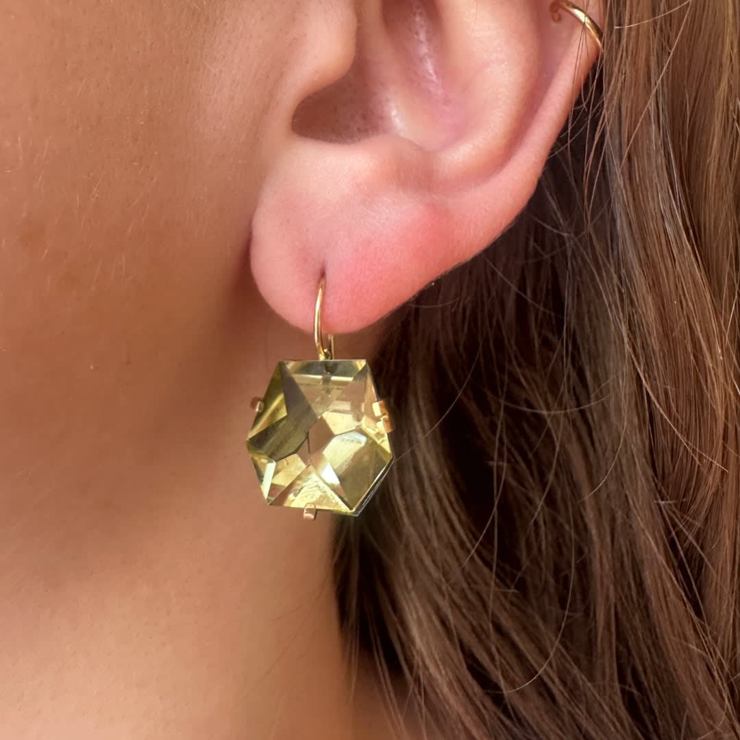 Elizabeth Garvin, Lemon Citrine Facets Earrings