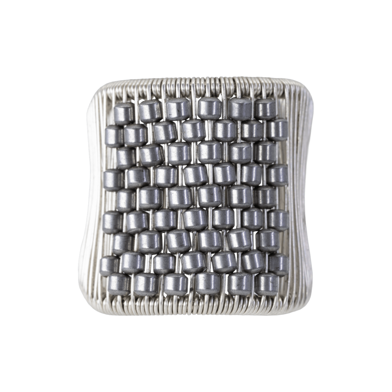 Tana Acton, Silver Ring with Matte Hematite Beads