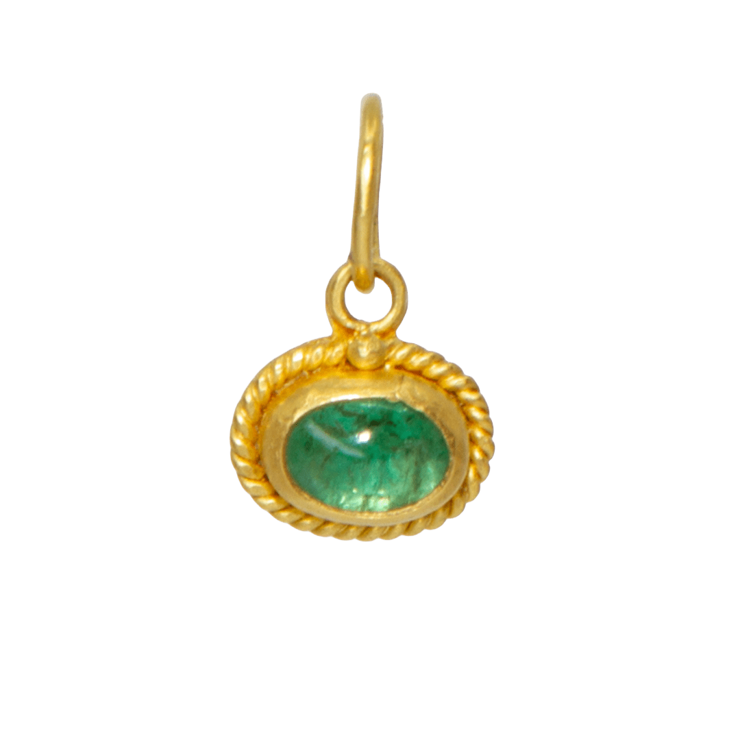 Emerald Cabochon Pendant by Fringe Gallery studio jeweler Marki Knopp