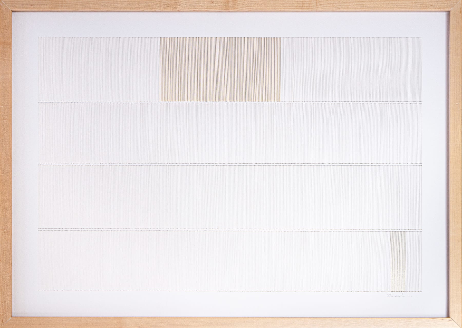 White and tan thread on paper work by Fringe Gallery artist Rebecca Messier