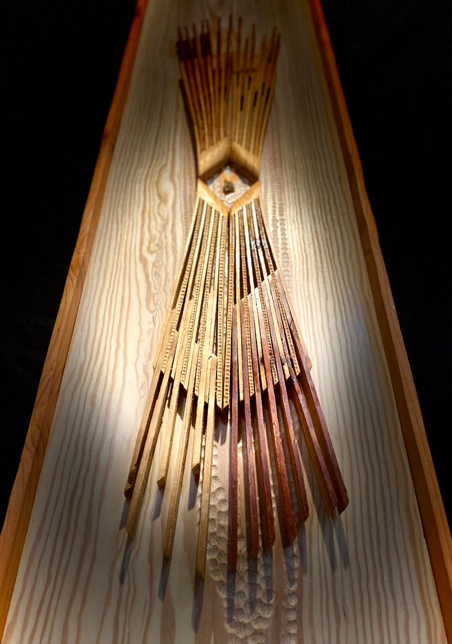 Wood wall Sculpture by slate gray gallery artist Cie Hoover