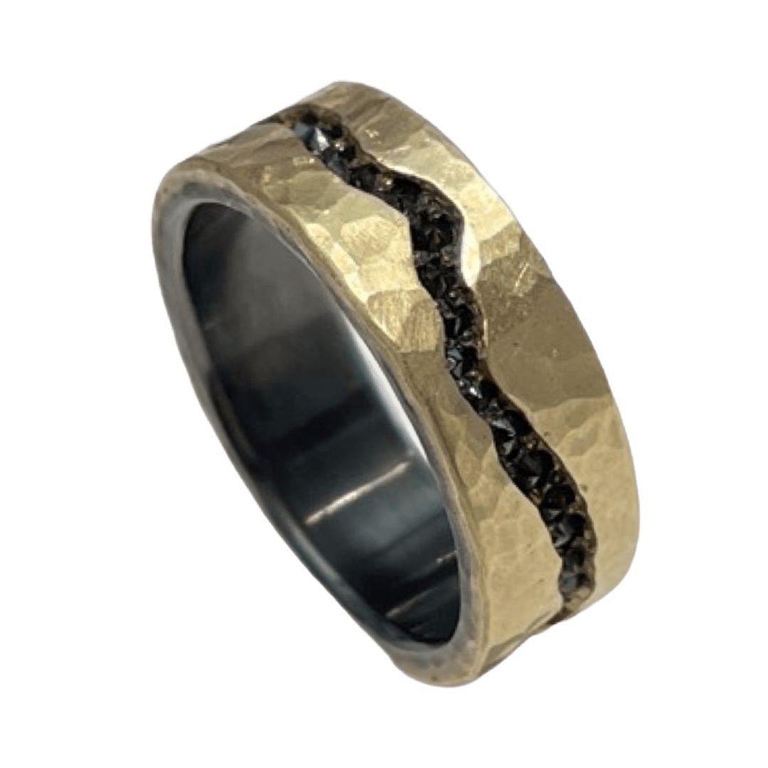 Inverted Black Diamond Ring by Fringe Gallery studio jeweler Todd Pownell