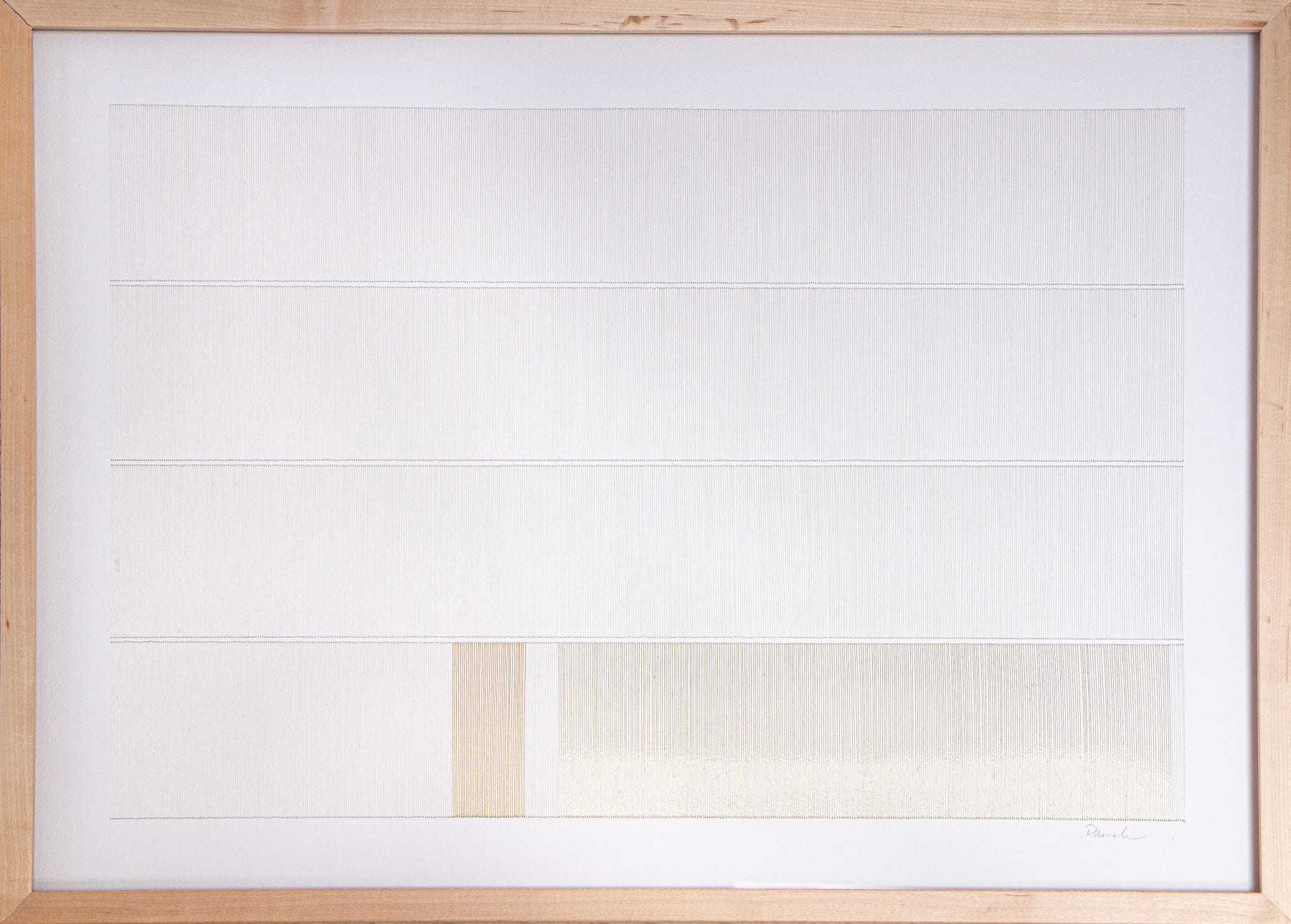 White and tan thread on paper work by Fringe Gallery artist Rebecca Messier