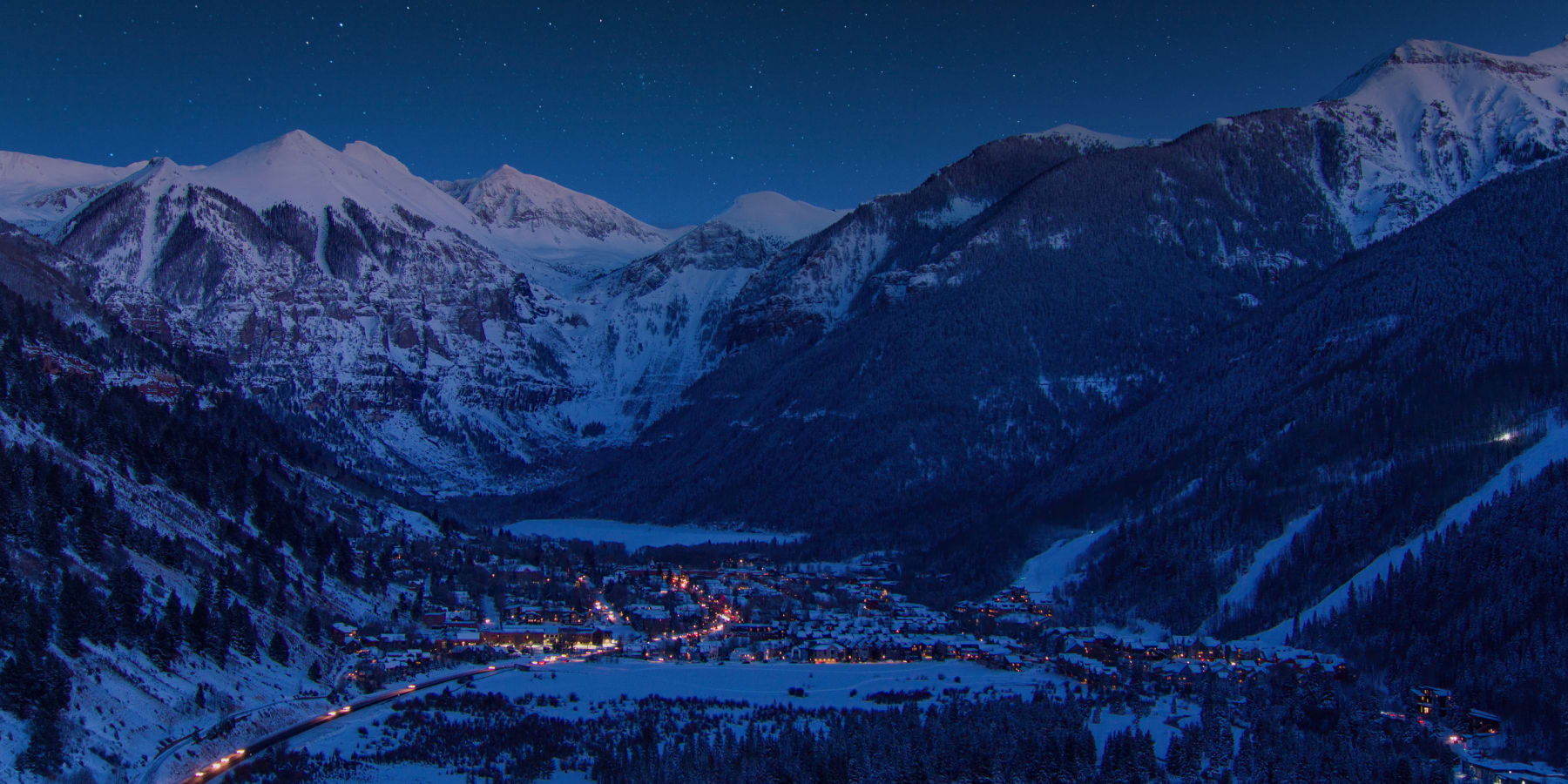 Winter Solstice- a photo of Telluride at night from above