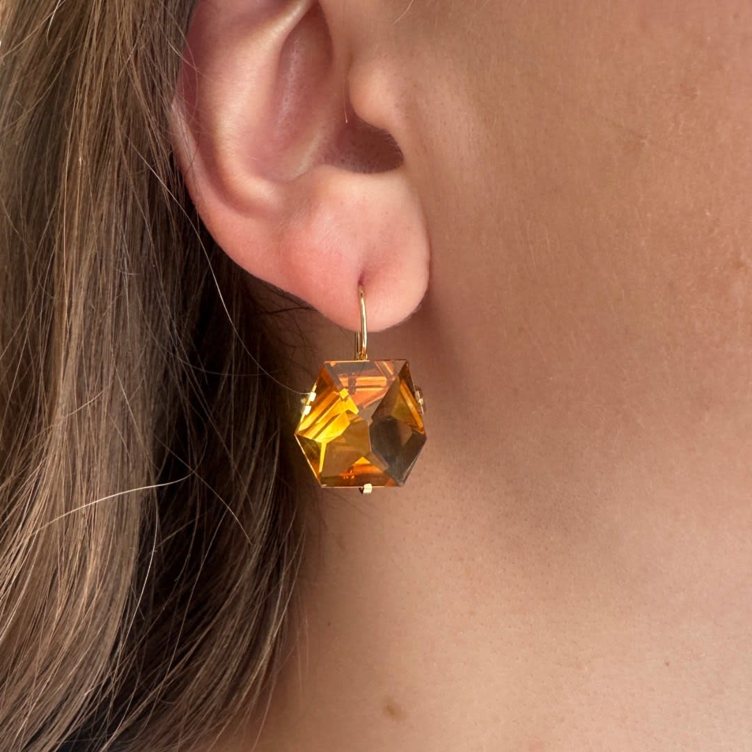 Elizabeth Garvin, Citrine Facets Earrings