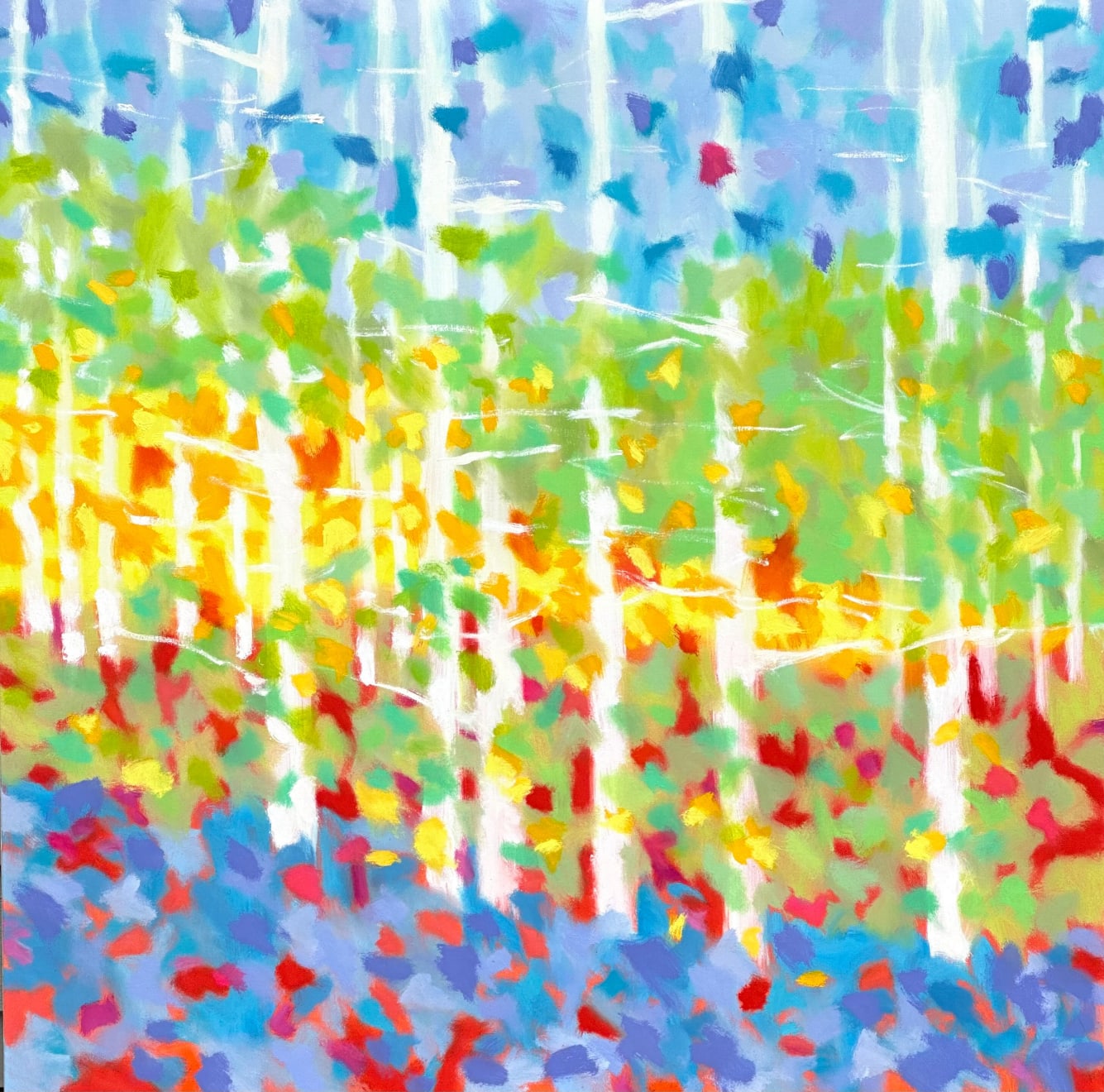 Bright colored abstract landscape by slate gray gallery artist Marshall Noice