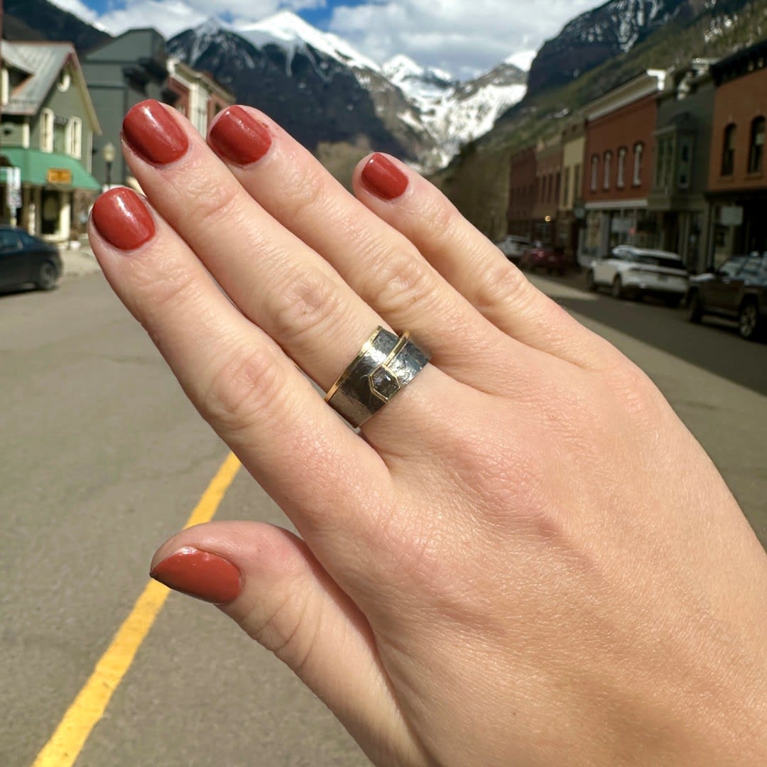 Cyclone Ring with Diamond by Fringe Gallery