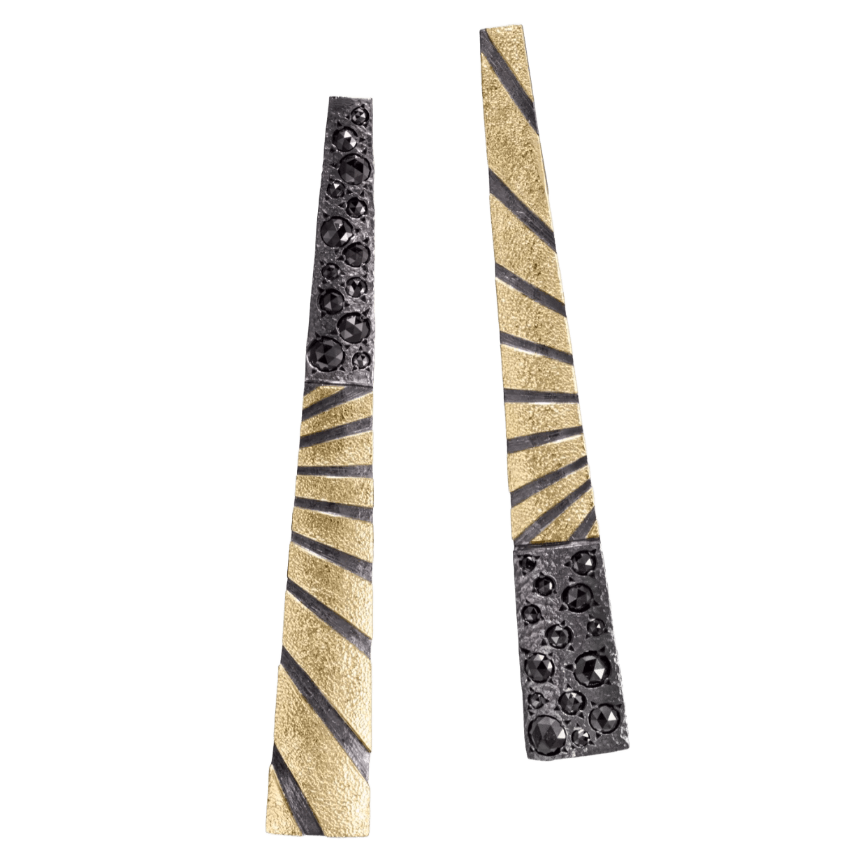 Stripe Earrings with Diamonds by Fringe Gallery studio jeweler Elizabeth Garvin