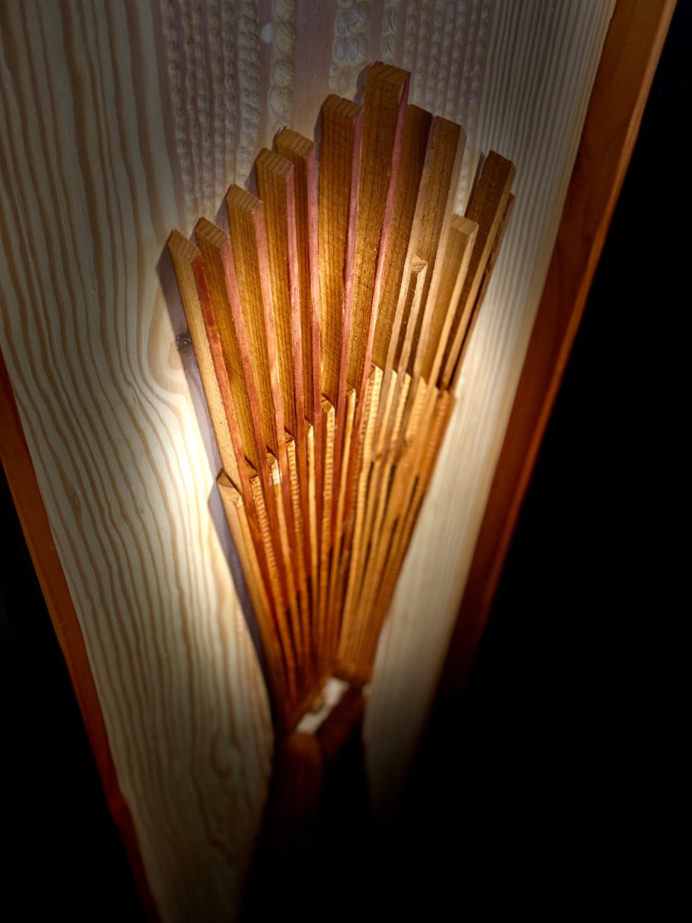 Wood wall Sculpture by slate gray gallery artist Cie Hoover