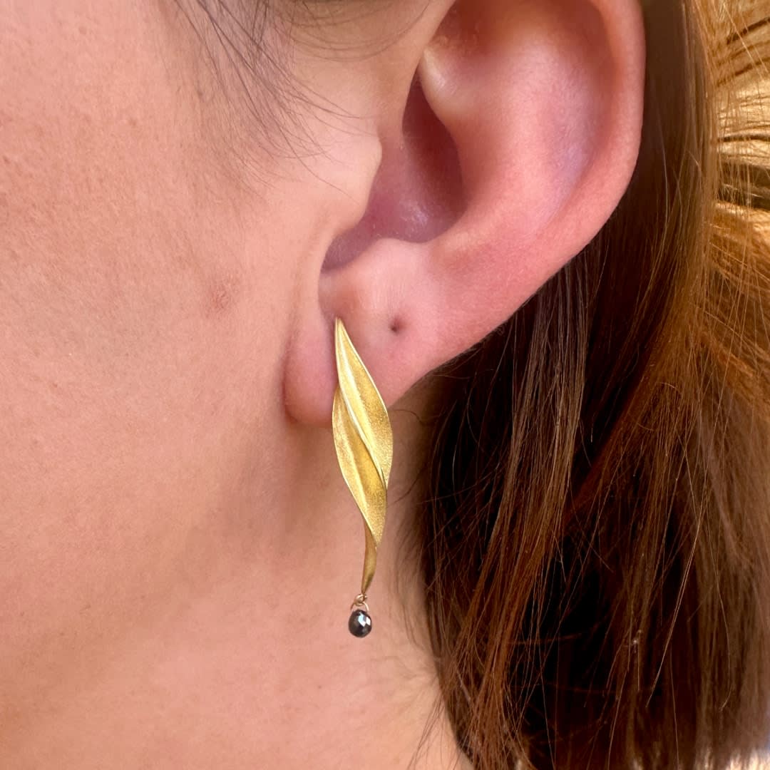 Timo Krapf, Mini Embrace Earrings with Black Diamonds