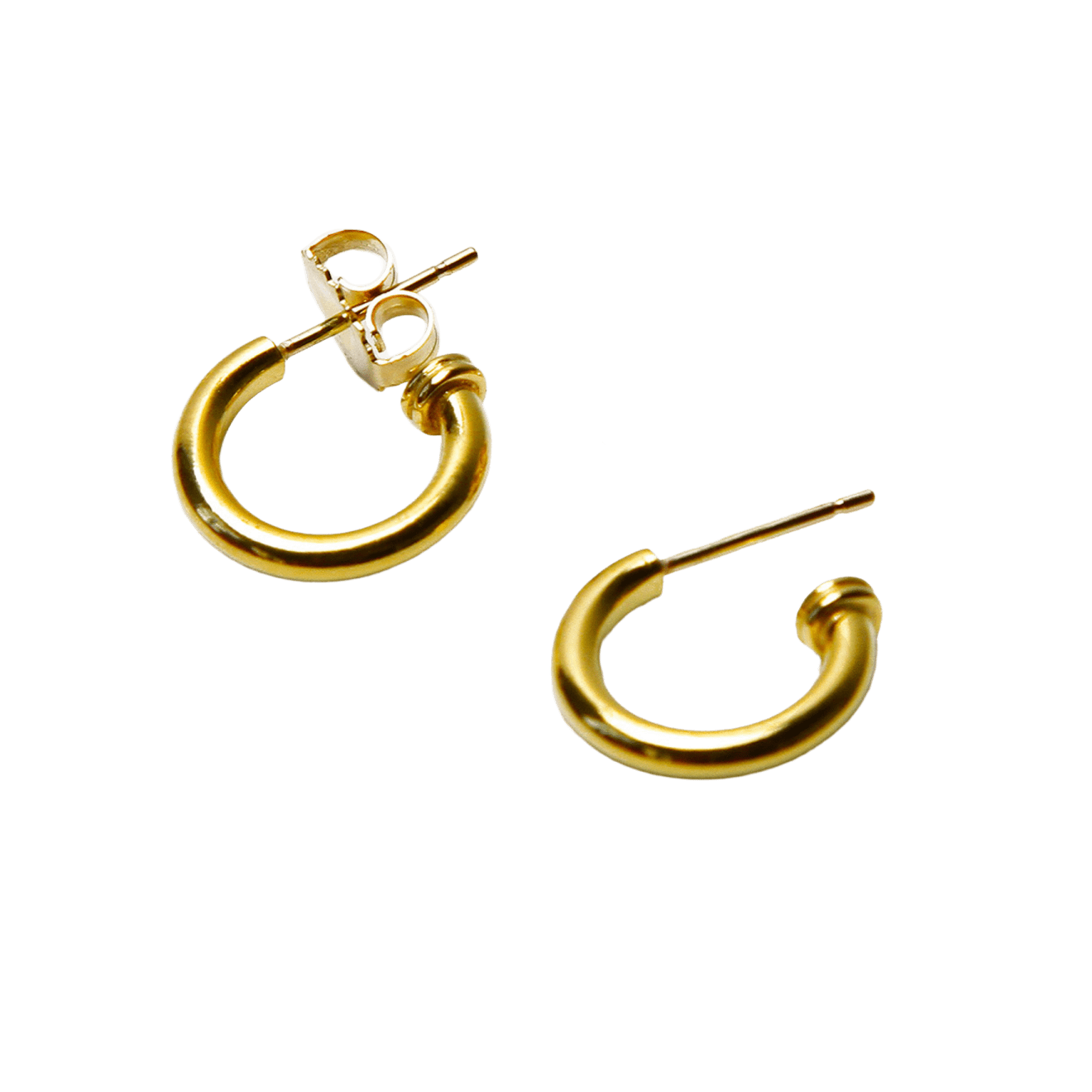 20k yellow gold hoop earrings by Fringe Gallery studio jeweler Nanci Modica