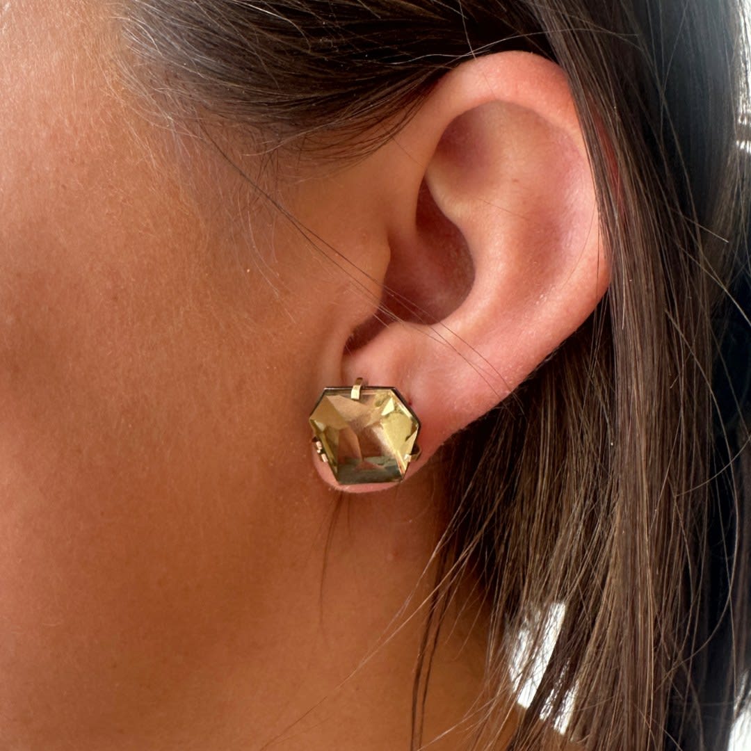 Elizabeth Garvin, Lemon Citrine Facets Stud Earrings