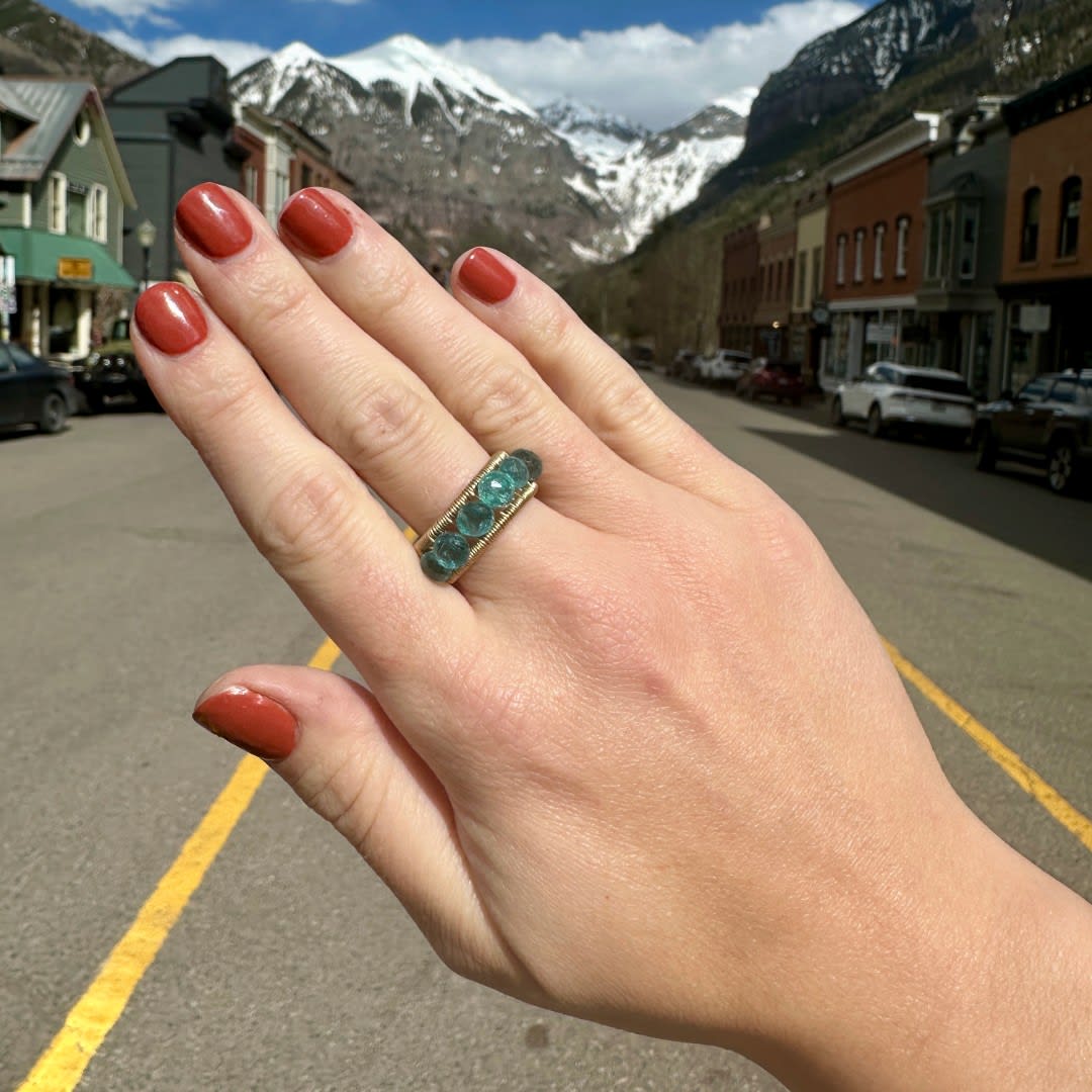 Gold Ring with Turquoise Beads