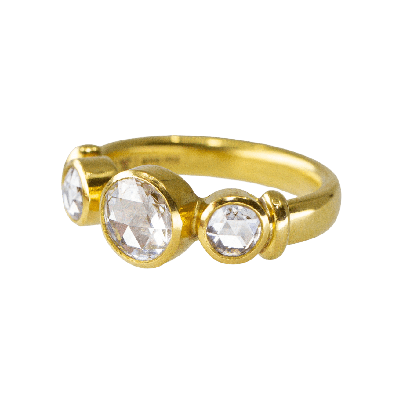 22k and 20k yellow gold rosecut diamond ring by Fringe Gallery studio jeweler Nanci Modica