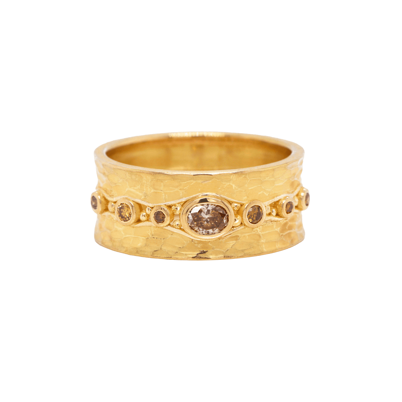 Barbara Heinrich, Carved Glacier Ring with Brown Diamonds