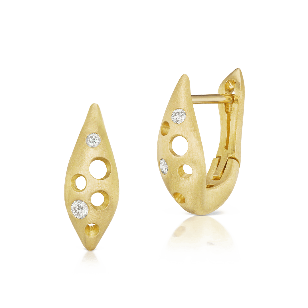 Marquita Oculus Huggies by Fringe Gallery studio jeweler Dana Bronfman