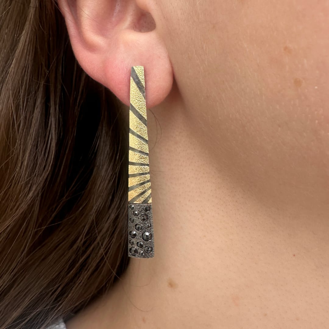 Elizabeth Garvin, Stripe Earrings with Diamonds