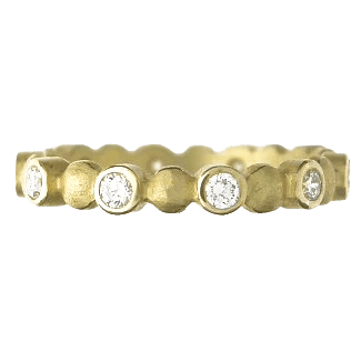 Double bubble stacking ring with 10 diamonds by Fringe Gallery studio jeweler Barbara Heinrich