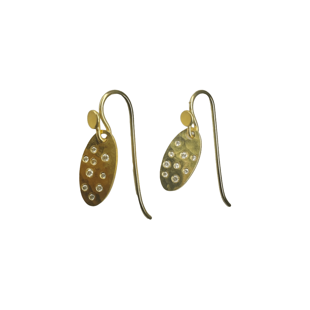 Oval Earrings with Diamonds by Fringe Gallery studio jeweler Nanci Modica