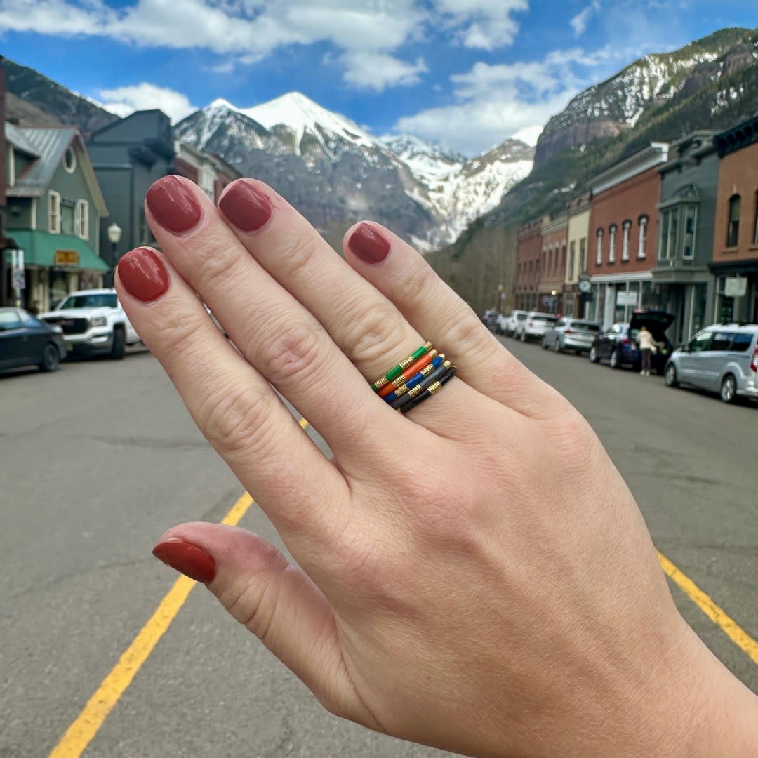 Orange Enamel Ring by Slate Gray Gallery studio jeweler Sloane Street