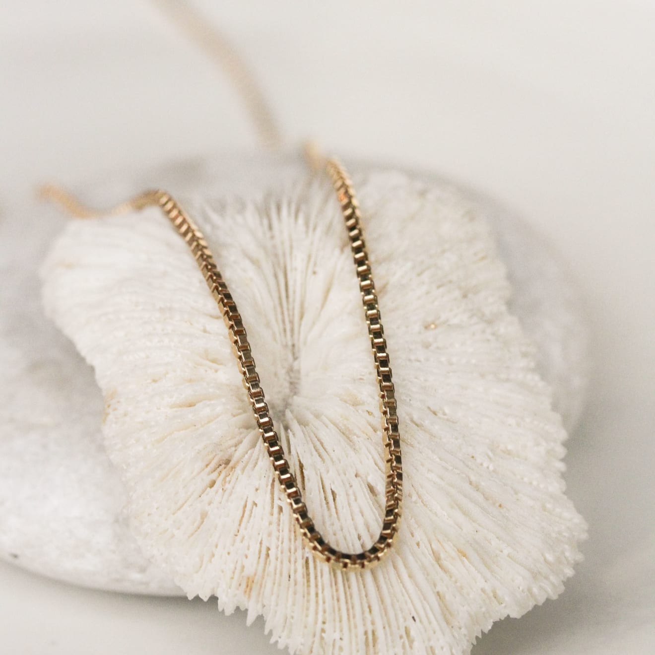 14k yellow gold box chain by Fringe Gallery studio jeweler Jane Pope