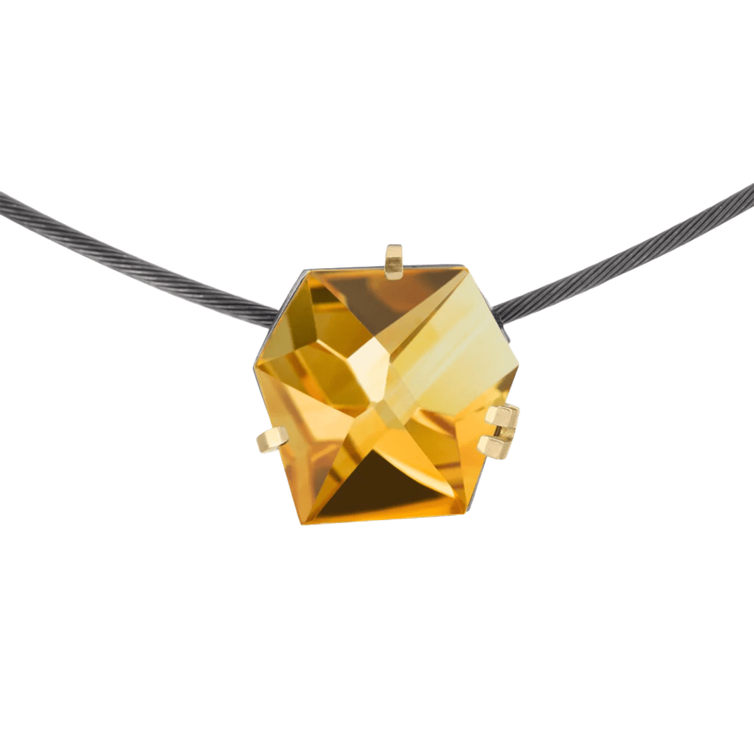 Facets necklace With Citrine by Fringe Gallery studio jeweler Elizabeth Garvin
