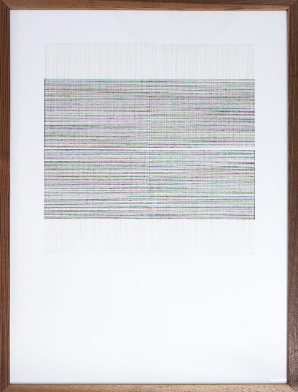 Framed black and white thread on paper work by Fringe Gallery artist Rebecca Messier
