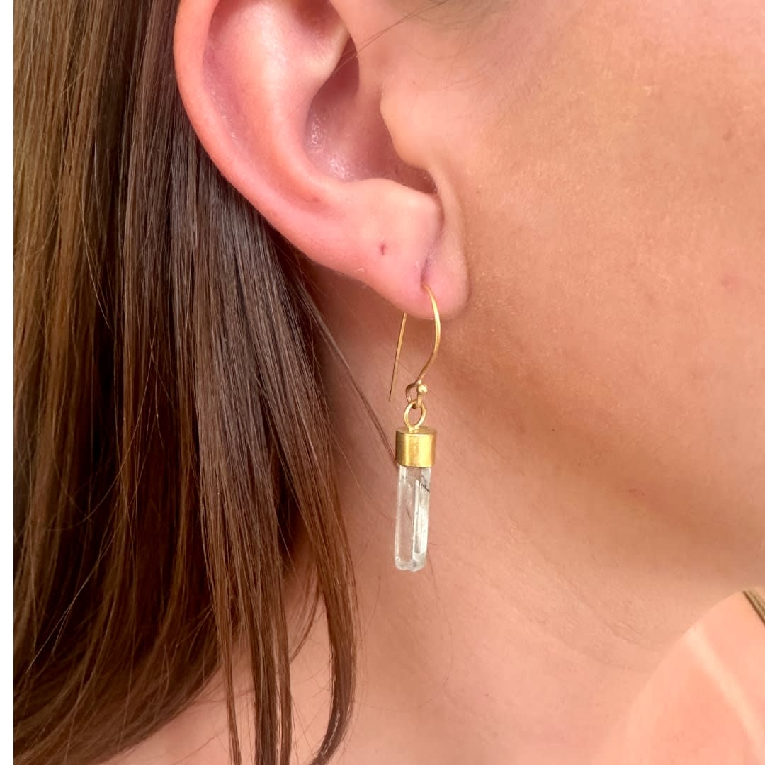 Emerald Crystals Earrings by Fringe Gallery studio jeweler Marki Knopp