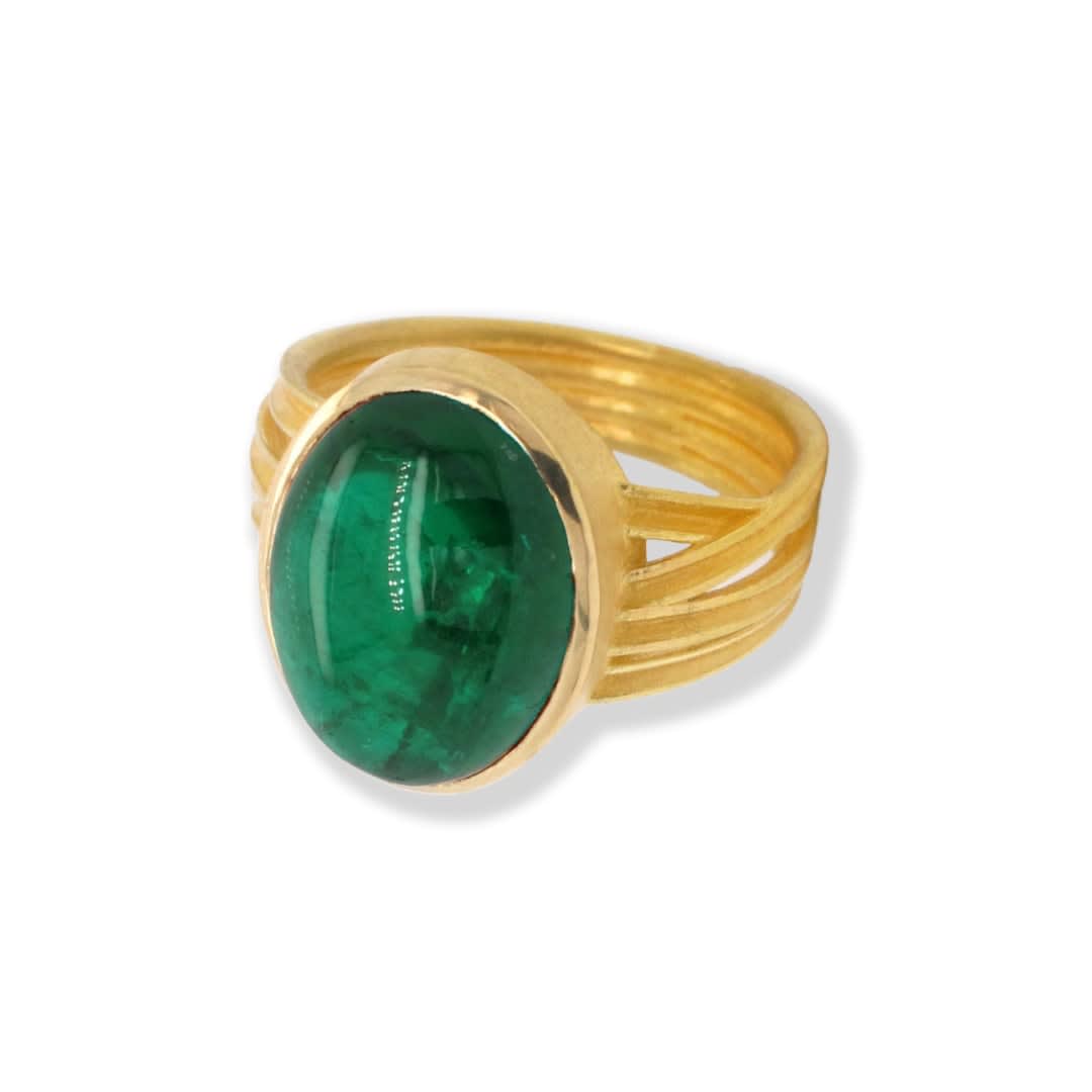 Emerald Cabochon ring by slate gray gallery studio jeweler barbara heinrich